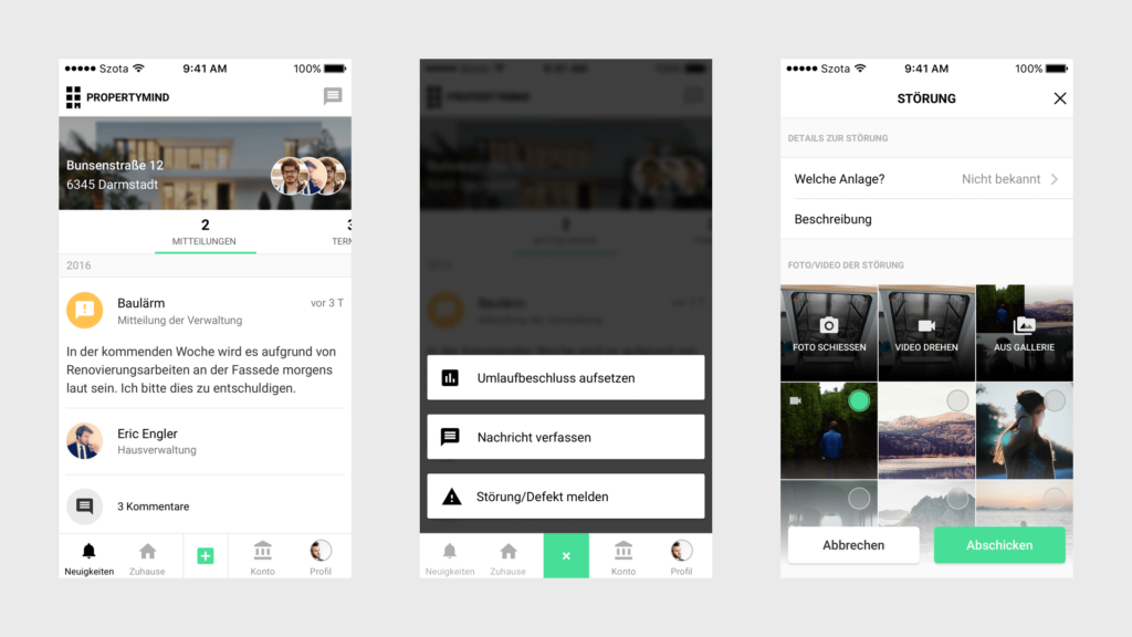 Ansicht der mobilen App